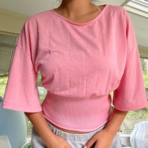 Zara pink long sleeve blouse, size M